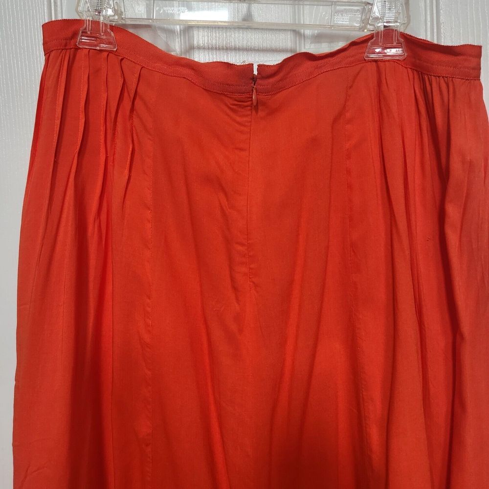 Ann Taylor LOFT Orange Pleated Side Zipper Lined Full Skirt Size 12 - Picture 3 of 7